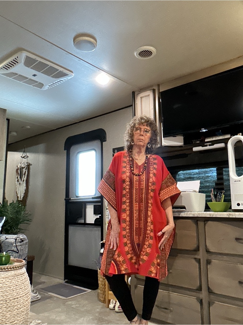 Ashro Red Bohemian Kaftan Tunic L NWOT